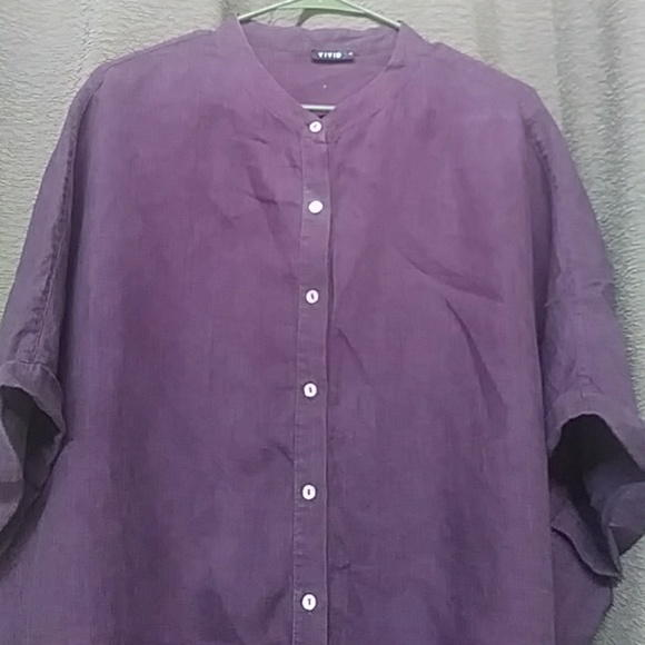 Women's Purple short sleeve loose fitting Top - Picture 2 of 3